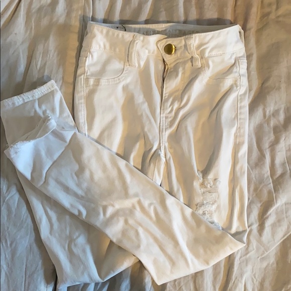 All white american eagle jegging jeans size 0 - Picture 1 of 6
